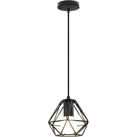 U-DO Lustre Suspension Cage en Fer Forme Diamant Style Industrielle pour Décor Restaurant Bar Chambre (1/4)