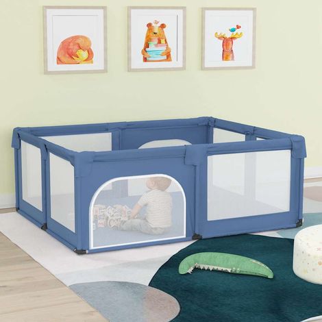 Parc pour bébé à 2 portes, tissu Oxford bleu clair