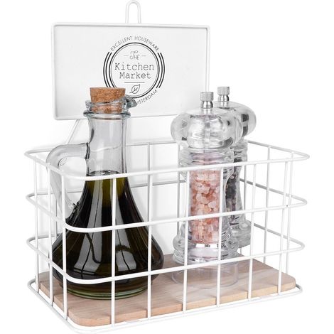 Estante de cocina de metal blanco, 21 x 12,5 x 24 cm (1/5)