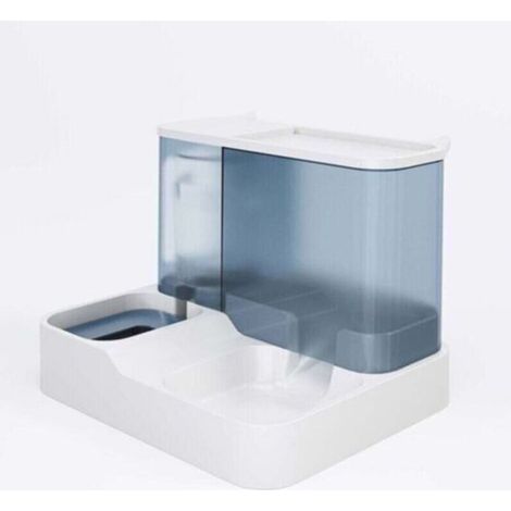 Distributeur automatique de nourriture et d'eau 2 en 1 pour chats et petits chiens (bleu) (1/5)