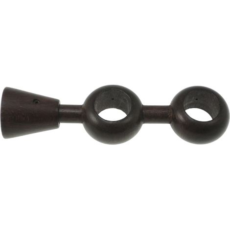 supporto regolabile per doppio bastone ø28mm con viti e tasselli - colore noce.