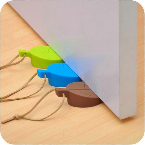 Butoir de porte en silicone en forme de feuille, bloque-porte, anti-pliage, pour enfants, sécurité hôtelière, carte de porte à suspendre (1/5)
