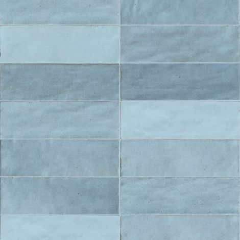 Carrelage effet Zellige Bleu Clair 20x6,5x0,85 cm Brillant Orisel - Mur intérieur (vendu par carton de 0,5 m²) - RO'MA CARRELAGE