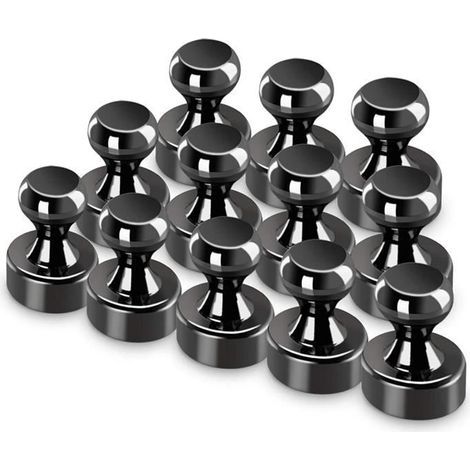Neodymium Magnets, Small Push Pin Magnets, 12 x 16 mm, for Whiteboards, Magnetic Boards, DIY, Pack of 12