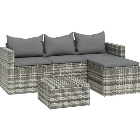 Mobili da giardino mobili da esterno Set di mobili da 3 pezzi con cuscini grigi in resina intrecciata 020015980