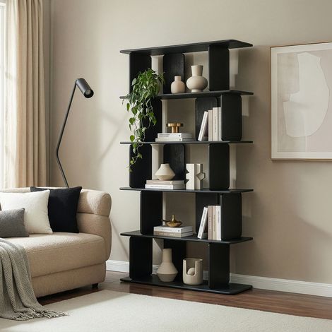Libreria Gäljami con 5 Ripiani Aperti 180 x 100 x 35 cm - Nero [en.casa]