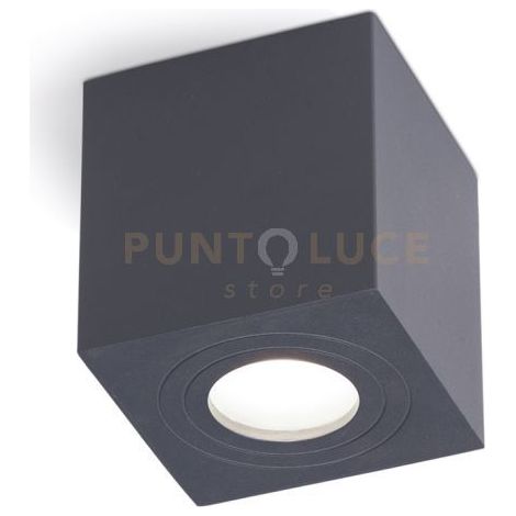 GES1071- PLAFONIERA ALLUMINIO GRIGIO ANTRACITE QUADRATA 1 LUCE ATTACCO GU10 9X9CM