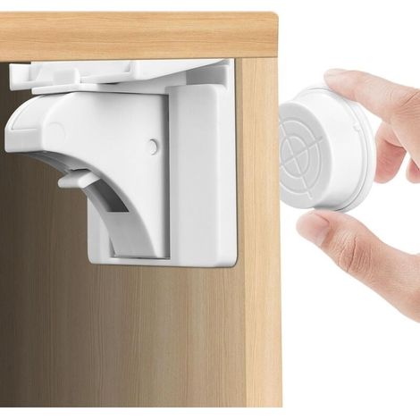 Serrure magnétique pour tiroir, 12 serrures avec 3 clés, serrure magnétique dissimulée, tiroir sécurisé, sans perçage ni vis, blanche.
