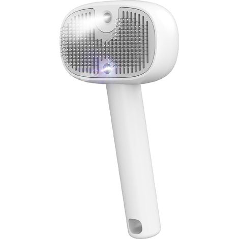 Brosse Chat/Chien Autonettoyante, Brosse Vapeur Chat, Brosses Vaporisateur Chien, Efficace pour Poils Long et Court,  Antistatique, Ne Chauffe Pas, Blanc (1/5)