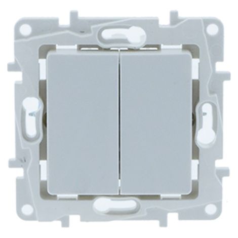 Mécanisme double interrupteur 1 voie encastrable - Blanc