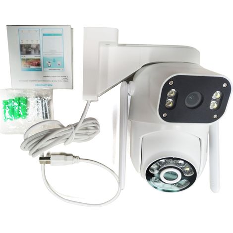 Caméra Sécurité Sans Fil 3MP+3MP Double Objectif Murale Smart WiFi Vision Nocturne Couleur Talk 2 Voies Détection Mouvement Suivi Auto Maison Bureau Intérieur Extérieur (1/5)