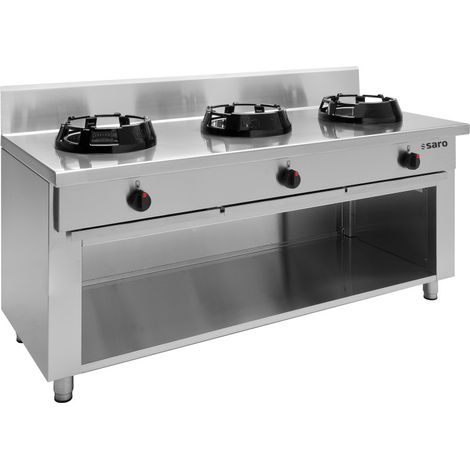 Cuisinière wok gaz - 3 brûleurs - 63 kW - CC/03 - Saro