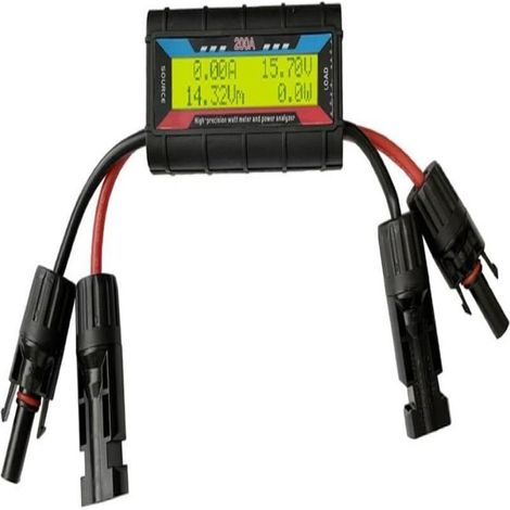 Wattmètre RC, analyseur de puissance, voltmètre, ampèremètre, affichage LCD numérique avec connecteur photovoltaïque pour la mesure du courant solaire, éolien et de batterie 4,8-60 V (150 A) (1/5)