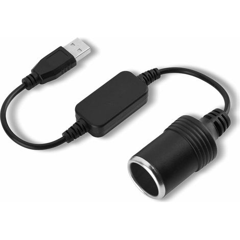 royaluxe - Adaptateur de convertisseur de prise allume-cigare de voiture, cordon USB, de 5 V à 12 V, adapté pour enregistreur de conduite, chien électronique, chargeur de voiture (1/5)