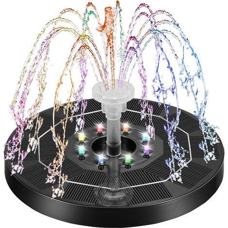 Fontaine Solaire 3w Flottante Fontaine Solaire Exterieure De Jardin Fontaine Solaire pour Bassin Exterieur avec 7 Buses Convient pour Bain d'oiseaux, éTang, Piscine, DéCoration De Jardin (1/5)