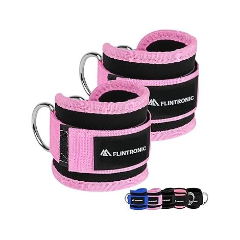 Sangles de Cheville pour Musculation - Accessoires pour Poulie et Fitness - Attaches de Cheville Réglables avec Double Anneau en D pour Entraînement à la Maison (1/5)