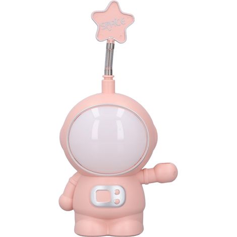 Lampe de bureau LED avec 2 modes d'éclairage, protection des yeux, fonction de chargement USB, veilleuse astronaute avec taille-crayon pour bureau (rose) (1/5)