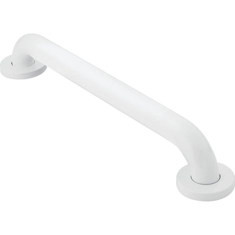 Barre d'appui WC - Barre d'appui baignoire - Barre d'appui douche - Poignée murale pour salle de bain, douche, WC - 40 cm - Support mural - Blanc - Métal - Acier inoxydable (1/4)