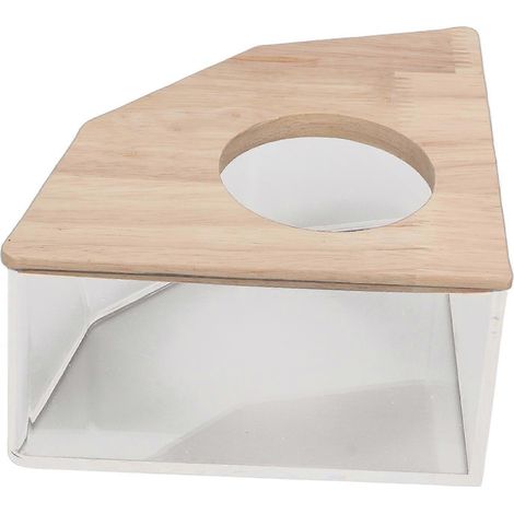 Bac de bain pour hamster avec ventilateur d'angle droit, en acrylique sans danger pour les hamsters, idéal pour les petits animaux de compagnie comme les hamsters. (1/3)