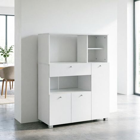 Meuble de salon élégant, meuble de cuisine polyvalent avec étagères ouvertes et tiroir, meuble de rangement moderne, buffet pratique, meuble indépendant (uniquement avec le meuble de salon) (1/4)