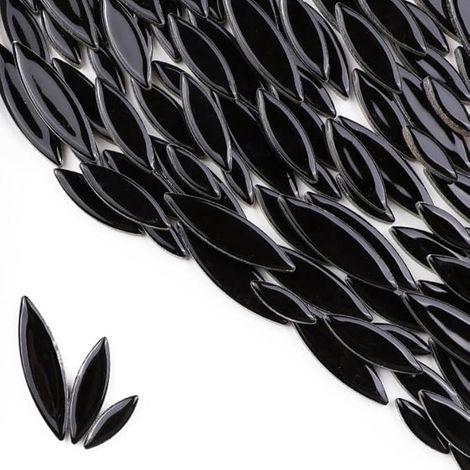 500 g de carreaux mosaïques en céramique en forme de feuille, tailles mélangées, décoration DIY pour salles de bains, salons, cuisines, jardins (Noir) (1/5)