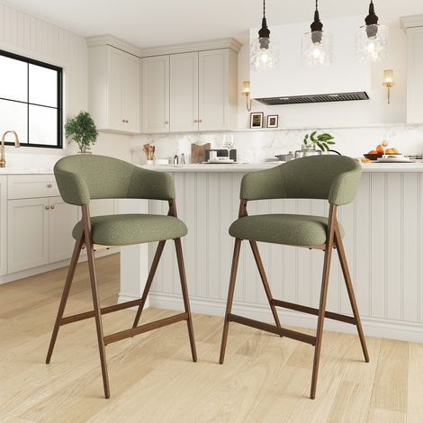 COLAMY Lot de 2 chaises de bar – Tabourets avec dossier haut et assise confortable, structure en métal robuste, parfaits pour cuisine, bar, îlot ou salle à manger,vert