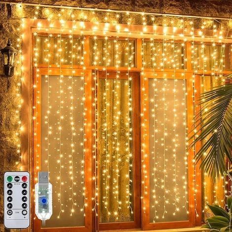 3x3 m LED-Vorhang, 8 Modi mit Fernbedienung, warmer dekorativer Hintergrund (1/5)