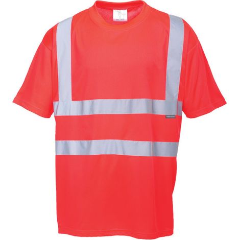 Camiseta deportiva de alta visibilidad Hi-Vis de tejido transpirable con cintas reflectantes S478 XL Rojo