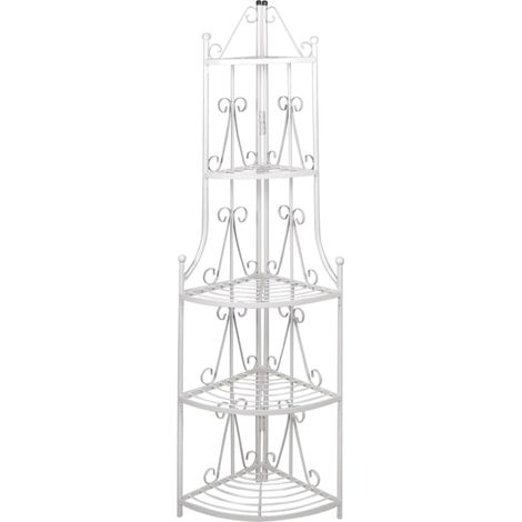 Vidaxl – Étagère à plantes blanche 5 niveaux – Hauteur 160 cm – Cadre en acier antirouille – Pour coins intérieurs et extérieurs