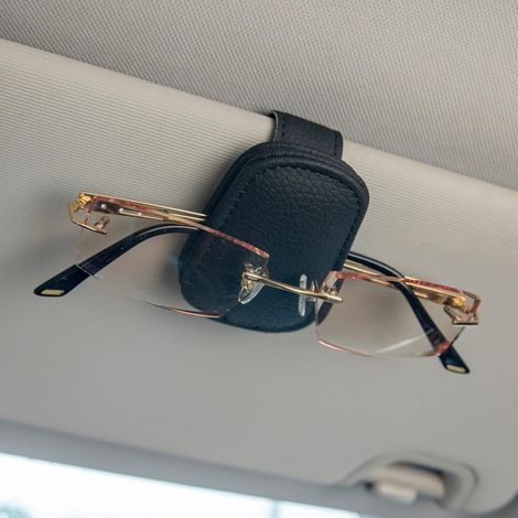 Sonnenbrillenhalter fürs Auto, Sonnenbrillenclip fürs Auto, magnetischer Sonnenbrillenhalter aus Leder, kompatibel mit verschiedenen Brillengrößen (1/5)