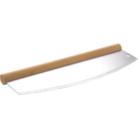 Allgrill Pizzaschneider Edelstahl Wiegemesser mit Holzgriff 35 x 2,5 x 12 cm