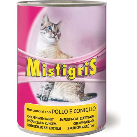 Bocconi per Gatti ''Misura Tigris'' Gusto Pollo e Coniglio Gr. 405 24 Pezzi