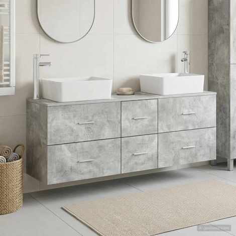 vidaXL Bathroom Cabinet Set 3 pcs Concrete Grey 136 x 35 x 80 cm (1/5)