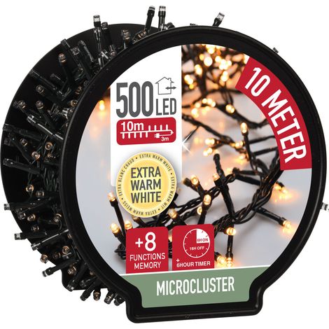 Neu LED Lichterkette auf Trommel - extra warmweiß - Länge 10 m / 500 LED - Büschel Lichterkette mit Timer und 8 Funktionen - Innen- und Außenbereich