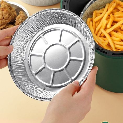 Assiettes en aluminium jetables recyclables, 50 pièces profondes 20 cm, parois droites pour cuisson (1/5)