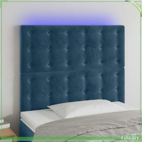 Tête de lit - 3122904 - Velours bleu foncé - LED intégrée 55 cm USB 5V - Hauteur réglable (1/5)