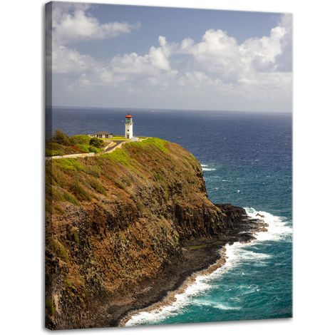 Stampa su tela Natura Scogliera con faro 30x40 cm Mare Oceano