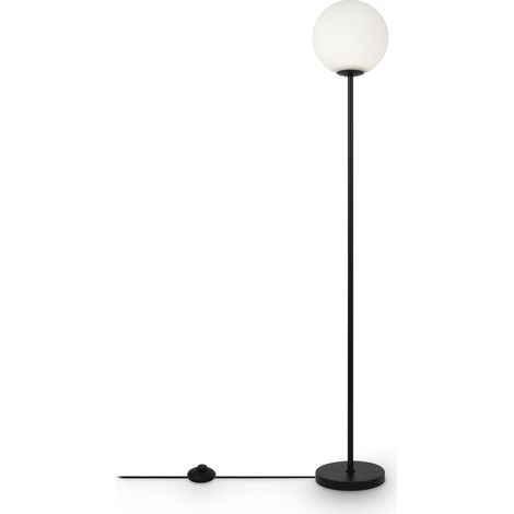 Lampadaire Maytoni Ring noir boule verre blanc E27 (1/4)