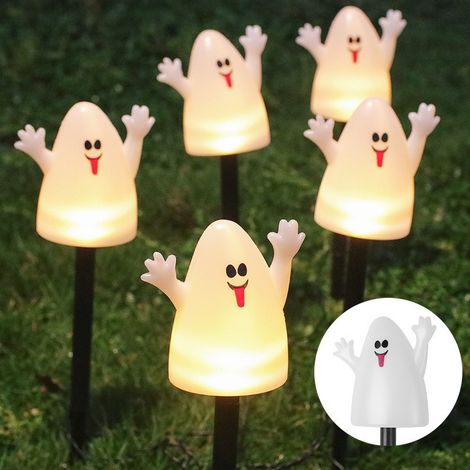 Piquets lumineux LED d'Halloween lot de 5 fantômes bras levés tige noire, lampe décorative extérieure IP65, tension 1,2V. DT-1 (1/5)