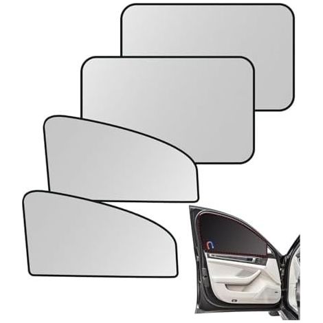 Pare-Soleil Voiture Magnétique pour Citroen C3/C3 Aircross/C3 Picasso/C4 Coupé, Rideau Occultant Protection Solaire UV, Double Couche Titane Argent, Lot de 4 (1/5)