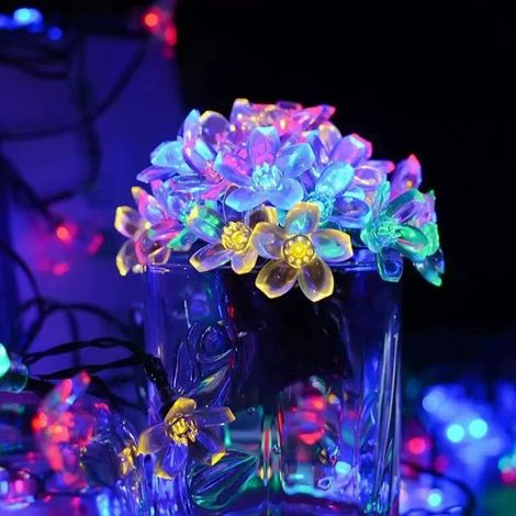 Lampe guirlande solaire extérieure fleur cerisier lumière multicolore 5m 20 LED décoration jardin (1/2)