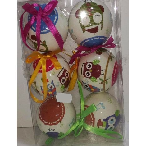 Palline gufo addobbi decorazioni natalizie per albero di natale 7 cm (1/5)