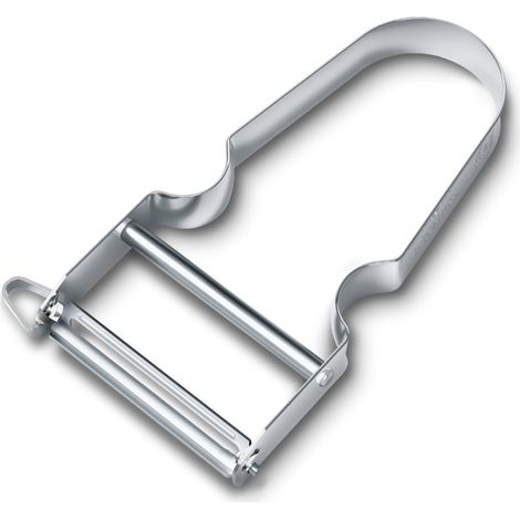Éplucheur STAR, Éplucheur de pommes de terre, Double tranchant avec lame pendulaire, Extra tranchant, Manche métal, Swiss Made (1/4)