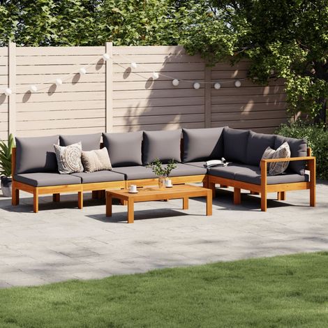 Salon de jardin avec coussins 5 pcs Bois d'acacia solide (1/5)