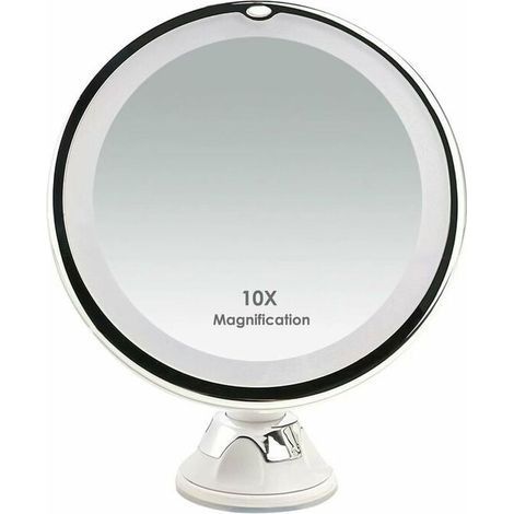 10x Miroir grossissant Miroir de maquillage éclairé par LED de voyage avec ventouse Miroir grossissant mural Miroir sur pied rotatif à 360 ° Idéal pour le rasage et le maquillage (1/5)
