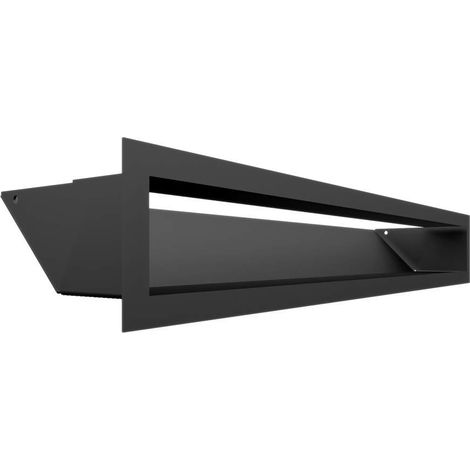 KRATKI griglia di ventilazione AIR  Griglia aria calda 9 x 60 cm  Nero  Griglia di scarico per ventilazione camino  Presa d'aria con un angolo di 45 gradi (1/4)