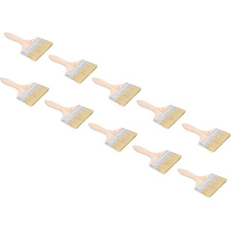 10 Brosse en Laine Synthétique, Manche Bois Ergonomique, Nettoyage Polyvalent Peinture et Taches (1/5)