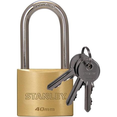 Stanley Lucchetto Sicurezza Arco Lungo in Acciaio Cementato da 40mm con 3 Chiavi (1/5)