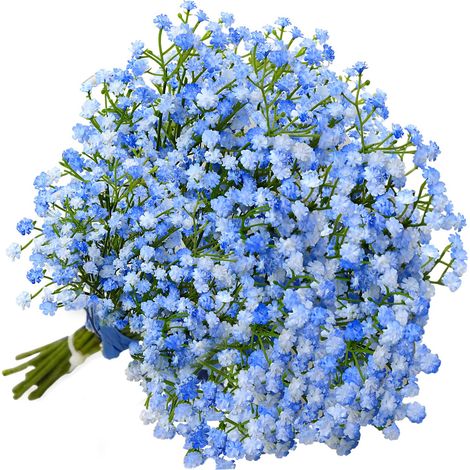 Gypsophile Bouquet Petit Fleur Artificielle - 10 Gypsophile Artificielles, Fleur Artificielle Gypsophile déco Maison Mariage (Bleu Clair) (1/5)