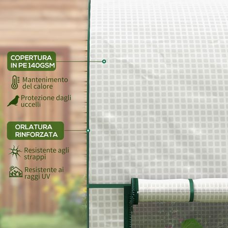 Begehbares Gewächshaus (200 x 100 cm) mit Flügeltüren, Aluminiumrahmen und Polycarbonatdach, ideal für Gemüsegärten und andere Gärten, Farbe: Weiß